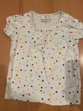 Hanna Andersson White Short Sleeve Tee with Multicolor Polka Dots